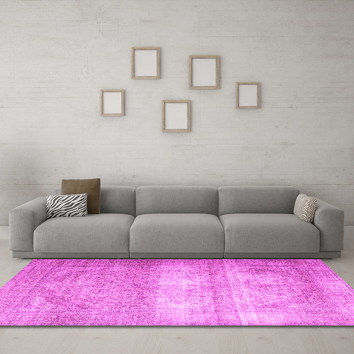 Machine Washable Persian Pink Traditional Rug in a Living Room, wshtr3265pnk
