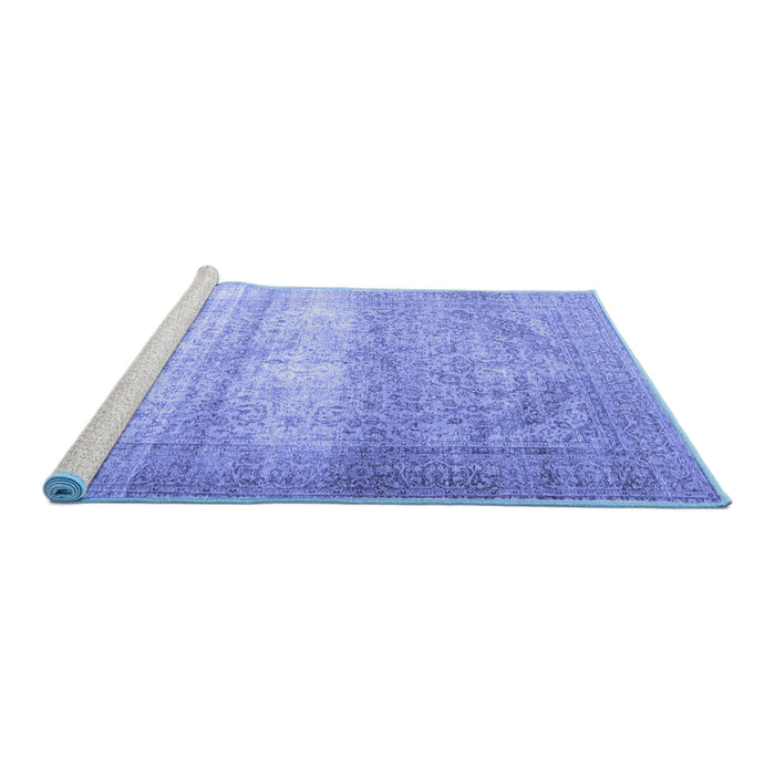 Sideview of Machine Washable Persian Blue Traditional Rug, wshtr3265blu