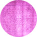 Round Machine Washable Persian Pink Traditional Rug, wshtr3265pnk