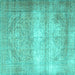 Square Machine Washable Persian Turquoise Traditional Area Rugs, wshtr3265turq