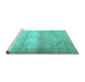 Sideview of Machine Washable Persian Turquoise Traditional Area Rugs, wshtr3265turq