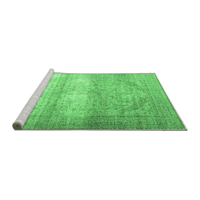 Sideview of Machine Washable Persian Emerald Green Traditional Area Rugs, wshtr3265emgrn