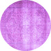 Round Machine Washable Persian Purple Traditional Area Rugs, wshtr3265pur