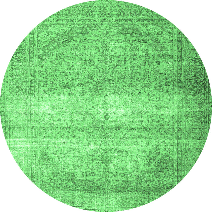 Round Persian Emerald Green Traditional Rug, tr3265emgrn