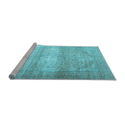 Sideview of Machine Washable Persian Light Blue Traditional Rug, wshtr3265lblu
