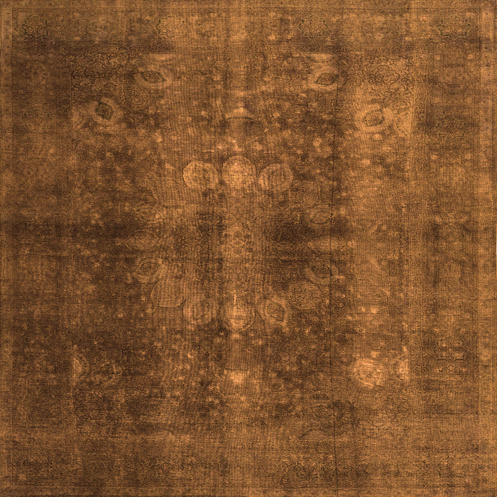 Round Machine Washable Persian Orange Traditional Area Rugs, wshtr3266org