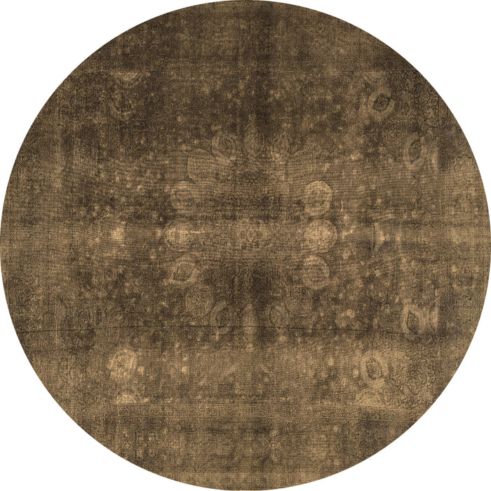 Round Machine Washable Persian Brown Traditional Rug, wshtr3266brn