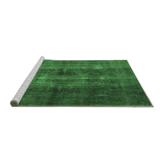 Sideview of Machine Washable Persian Emerald Green Traditional Area Rugs, wshtr3266emgrn