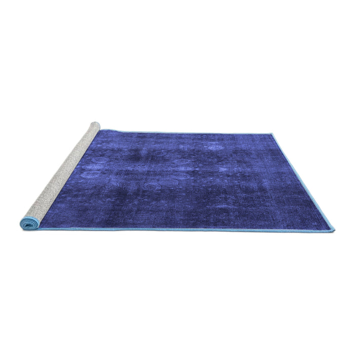Sideview of Machine Washable Persian Blue Traditional Rug, wshtr3266blu
