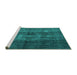 Sideview of Machine Washable Persian Turquoise Traditional Area Rugs, wshtr3266turq