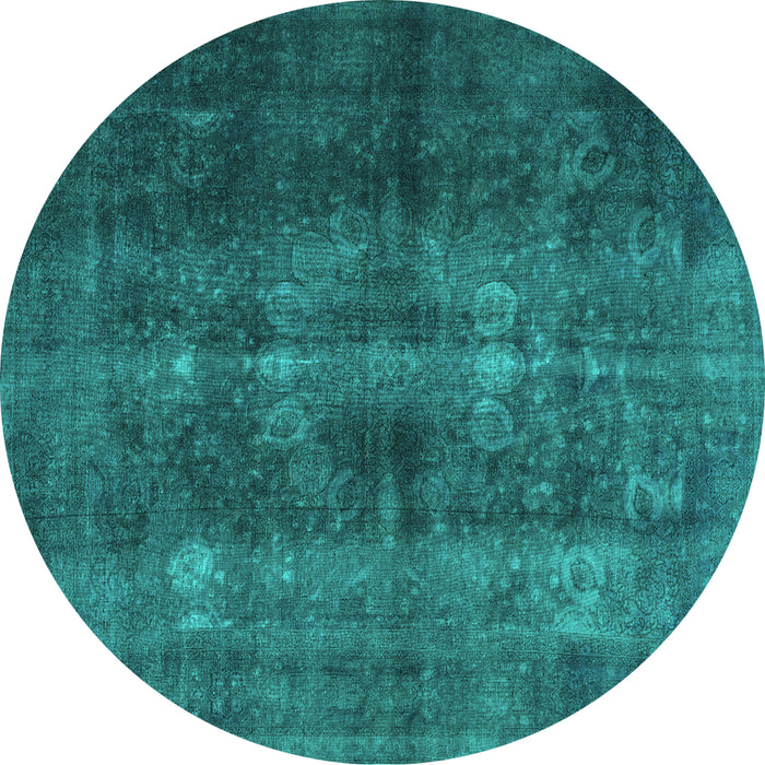 Round Persian Turquoise Traditional Rug, tr3266turq