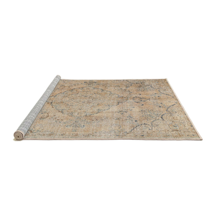 Sideview of Machine Washable Traditional Brown Rug, wshtr3267