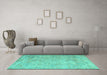 Machine Washable Persian Turquoise Traditional Area Rugs in a Living Room,, wshtr3267turq