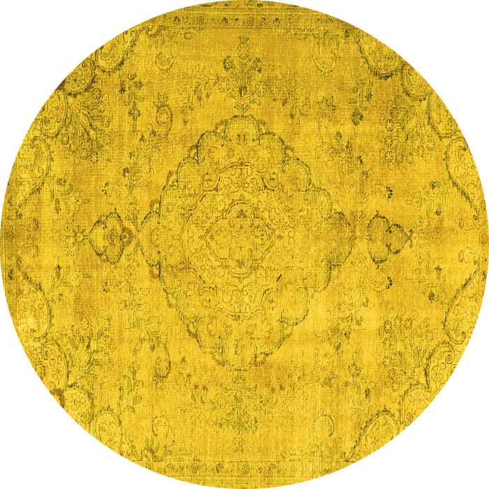 Round Persian Yellow Traditional Rug, tr3267yw