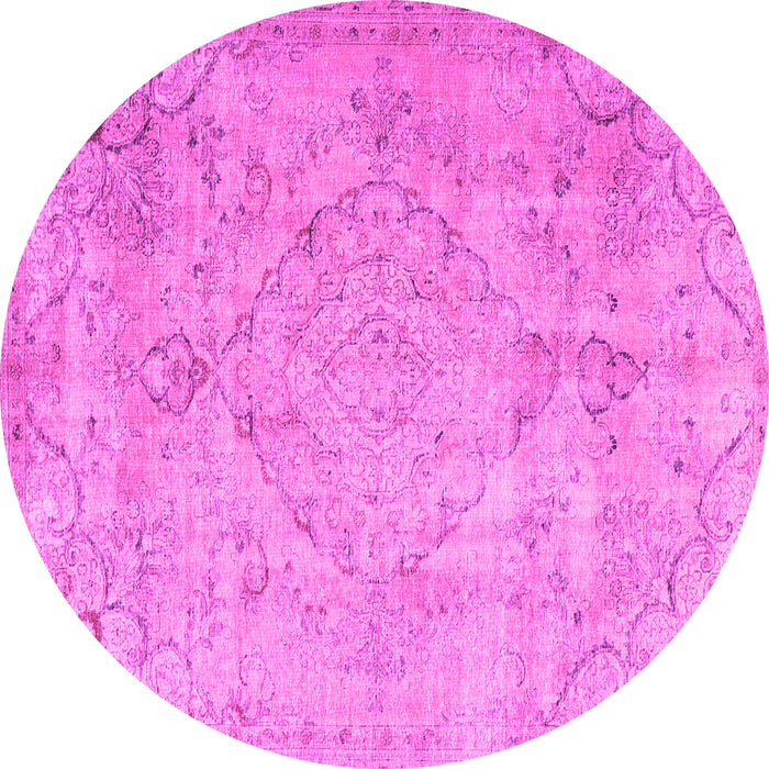 Round Machine Washable Persian Pink Traditional Rug, wshtr3267pnk