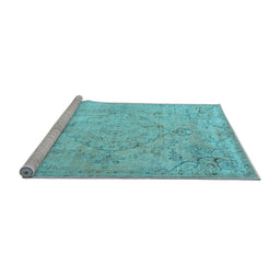 Sideview of Machine Washable Persian Light Blue Traditional Rug, wshtr3267lblu