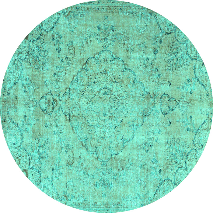 Round Persian Turquoise Traditional Rug, tr3267turq