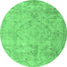 Round Persian Emerald Green Traditional Rug, tr3267emgrn