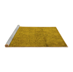 Sideview of Machine Washable Persian Yellow Traditional Rug, wshtr3268yw