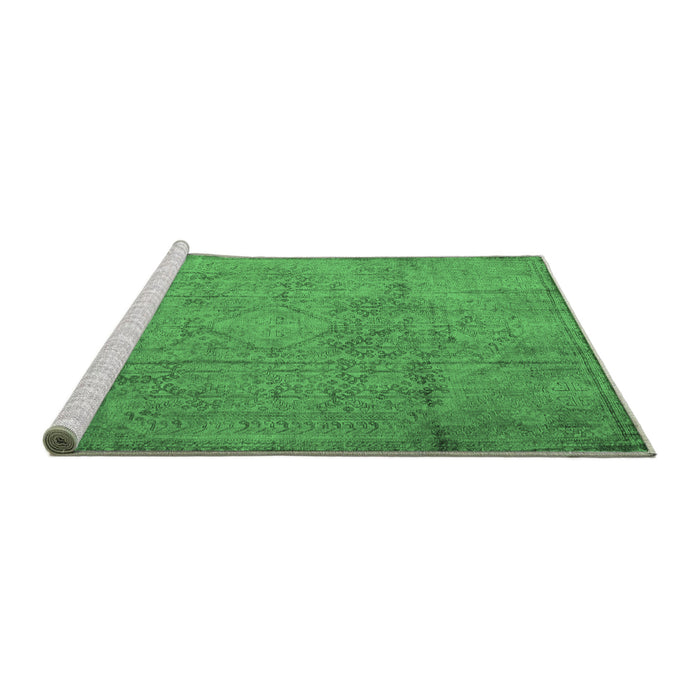 Sideview of Machine Washable Persian Emerald Green Traditional Area Rugs, wshtr3268emgrn