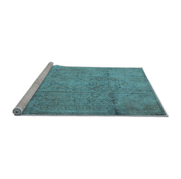 Sideview of Machine Washable Persian Light Blue Traditional Rug, wshtr3268lblu