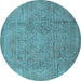 Round Persian Light Blue Traditional Rug, tr3268lblu