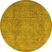 Round Persian Yellow Traditional Rug, tr3268yw