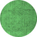 Round Persian Emerald Green Traditional Rug, tr3268emgrn