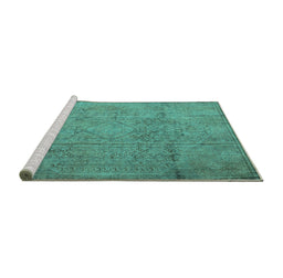 Sideview of Machine Washable Persian Turquoise Traditional Area Rugs, wshtr3268turq