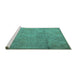 Sideview of Machine Washable Persian Turquoise Traditional Area Rugs, wshtr3268turq