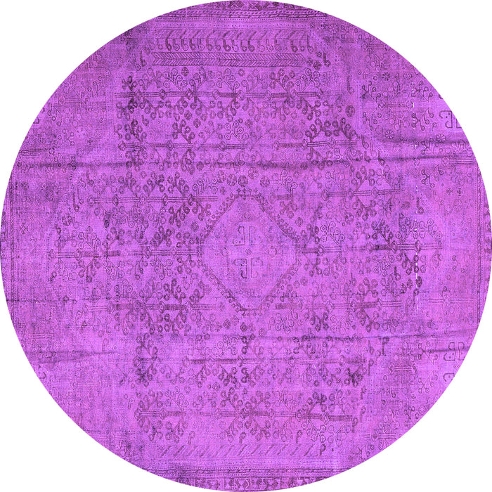 Round Machine Washable Persian Purple Traditional Area Rugs, wshtr3268pur