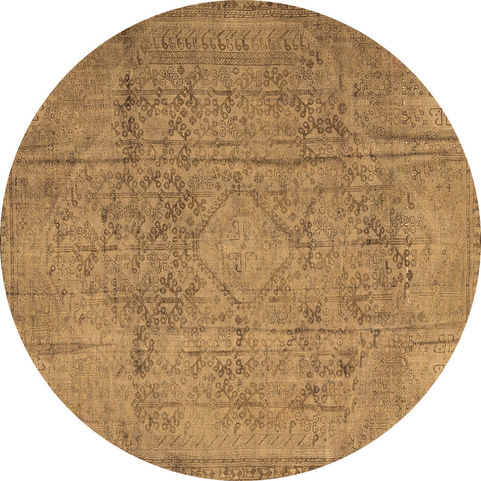 Round Persian Brown Traditional Rug, tr3268brn