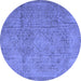Round Persian Blue Traditional Rug, tr3268blu