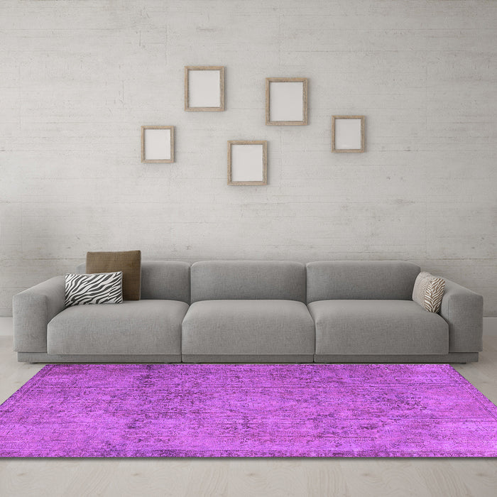 Machine Washable Persian Purple Traditional Area Rugs in a Living Room, wshtr3268pur