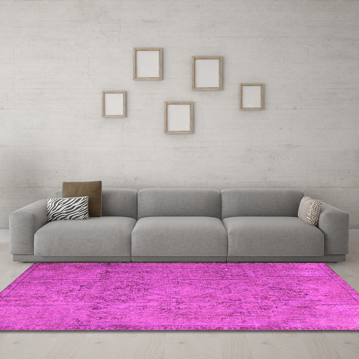 Machine Washable Persian Pink Traditional Rug in a Living Room, wshtr3268pnk
