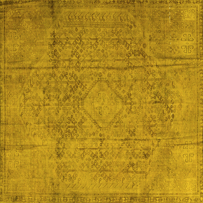 Square Machine Washable Persian Yellow Traditional Rug, wshtr3268yw