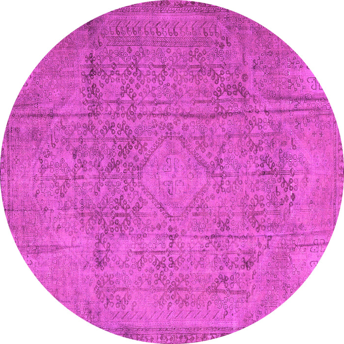 Round Machine Washable Persian Pink Traditional Rug, wshtr3268pnk