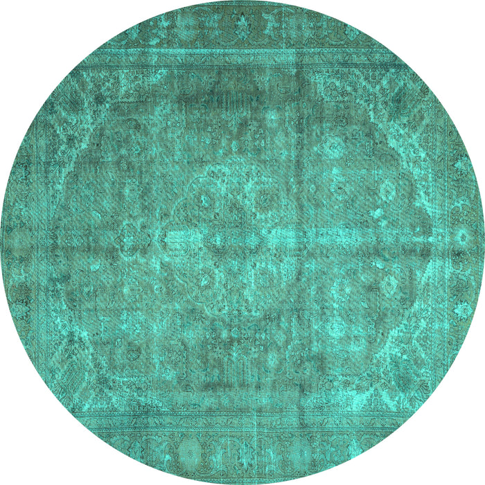 Round Persian Turquoise Traditional Rug, tr3269turq