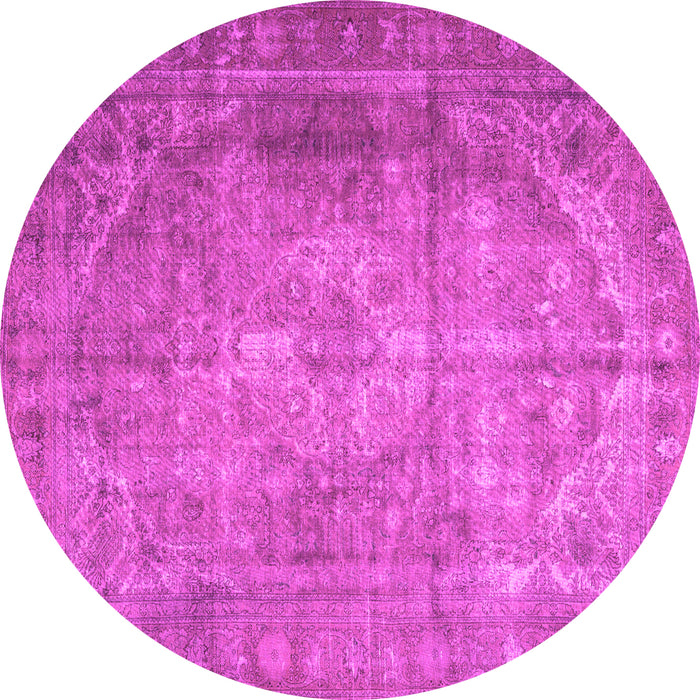 Round Machine Washable Persian Pink Traditional Rug, wshtr3269pnk