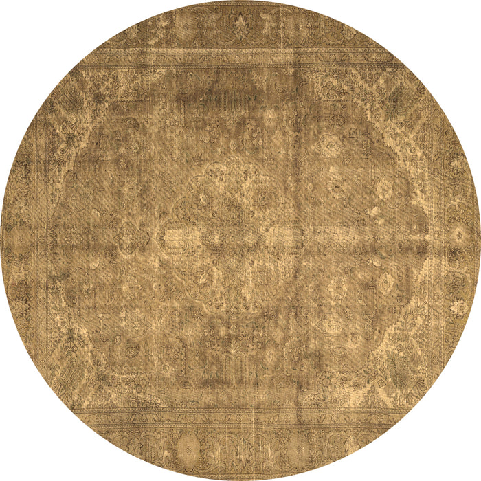 Round Persian Brown Traditional Rug, tr3269brn