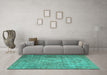 Machine Washable Persian Turquoise Traditional Area Rugs in a Living Room,, wshtr3269turq