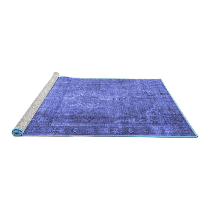 Sideview of Machine Washable Persian Blue Traditional Rug, wshtr3269blu