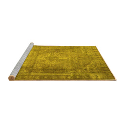 Sideview of Machine Washable Persian Yellow Traditional Rug, wshtr3269yw