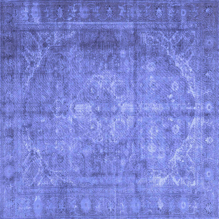 Square Machine Washable Persian Blue Traditional Rug, wshtr3269blu