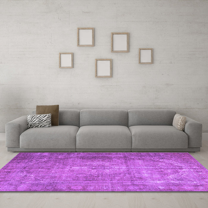 Machine Washable Persian Purple Traditional Area Rugs in a Living Room, wshtr3269pur