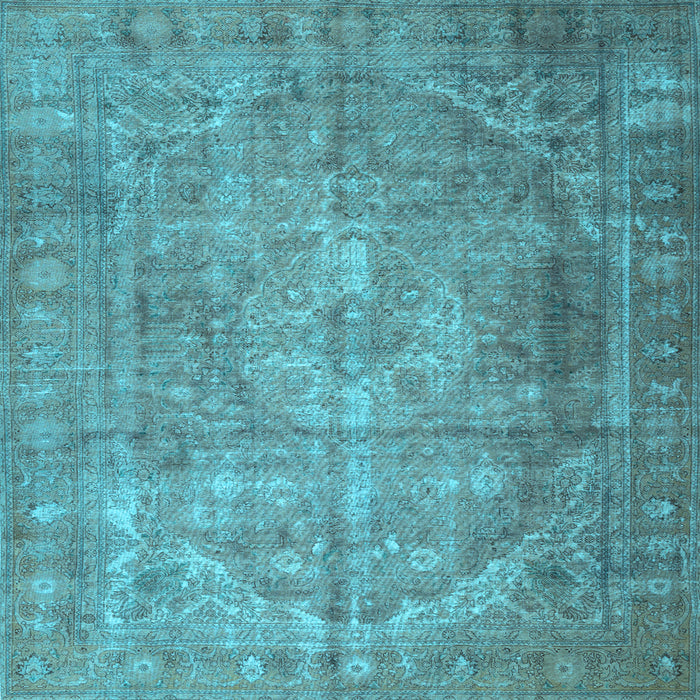 Square Machine Washable Persian Light Blue Traditional Rug, wshtr3269lblu