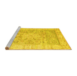 Sideview of Machine Washable Oriental Yellow Traditional Rug, wshtr326yw