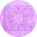 Round Machine Washable Oriental Purple Traditional Area Rugs, wshtr326pur