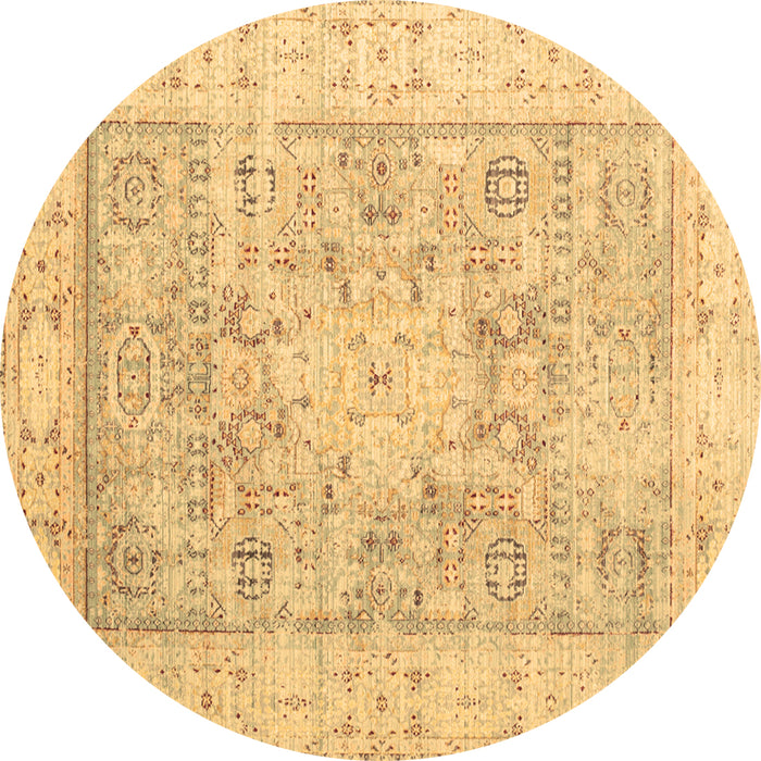 Round Machine Washable Oriental Brown Traditional Rug, wshtr326brn