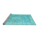 Sideview of Machine Washable Oriental Light Blue Traditional Rug, wshtr326lblu